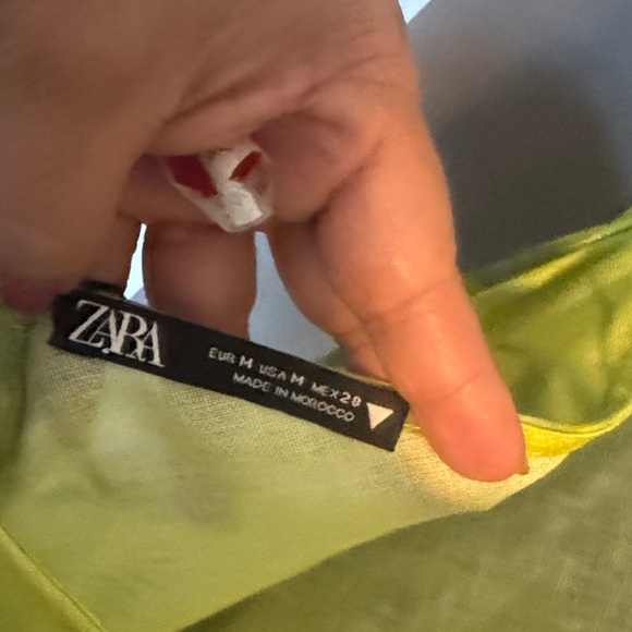 NWT Zara Lime Green Floral Dress.#1 - Picture 4 of 7